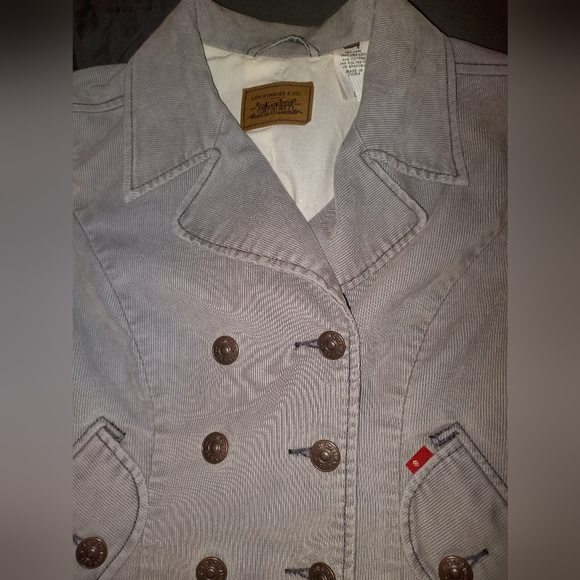 Levi's Women's denim Corduroy Double Breasted Fitted Button-Up Jacket Light Gray - Picture 5 of 6